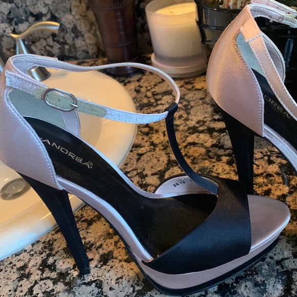 Andrea high heels size 6 old pink & black - Picture 3 of 10